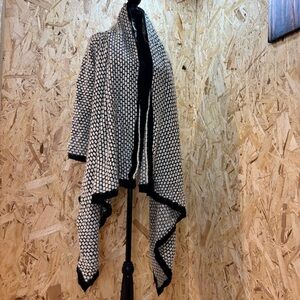 Black and White Waterfall Cardigan - Wool Blend - Cabincore - Bohemian - Size L